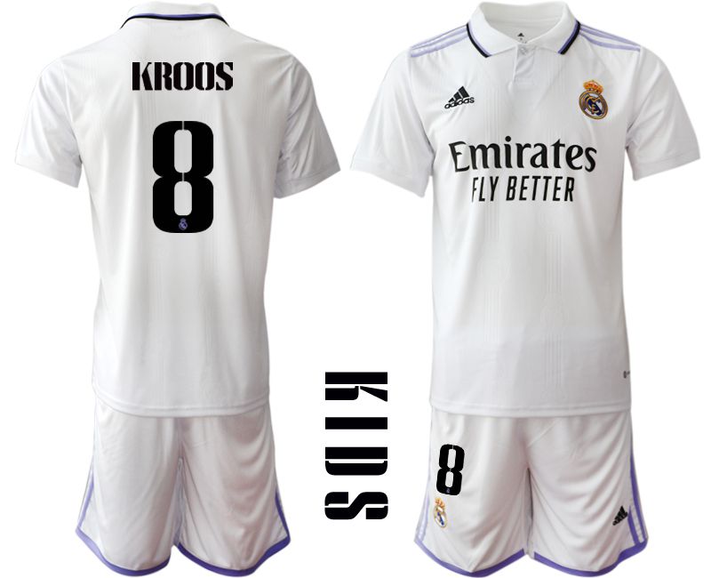 Youth 2022-2023 Club Real Madrid home white #8 Soccer Jersey
